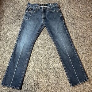Ariat Rebar M5 Jeans Mens 33x32 Dark Wash Straight Leg Denim Work Pants Flaws